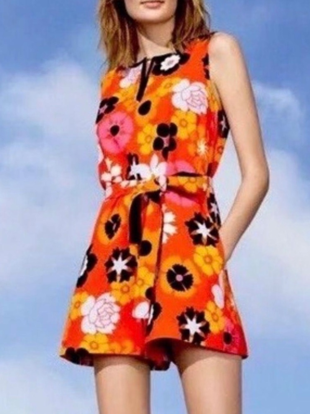 Victoria Beckham Orange floral romper